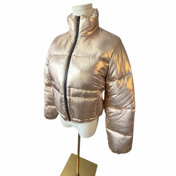 Lovers and Friends Metallic Puffer Jacket Sz XXS - Picture 2 of 14